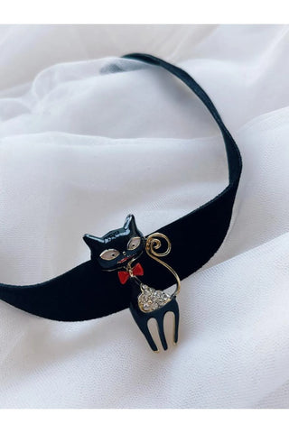 Romantik Kedi Choker Kolye