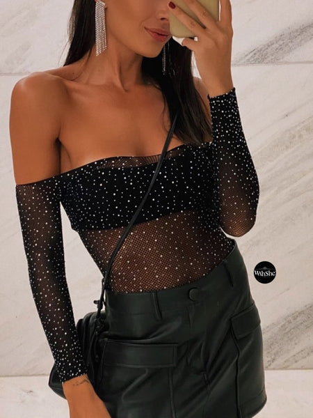 Lovely Parlak Taşlı Bodysuit